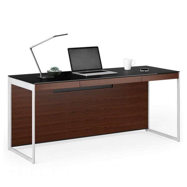 Sequel 20 6101 Desk Chocolate Stained Walnut w/ Satin Nickel Legs