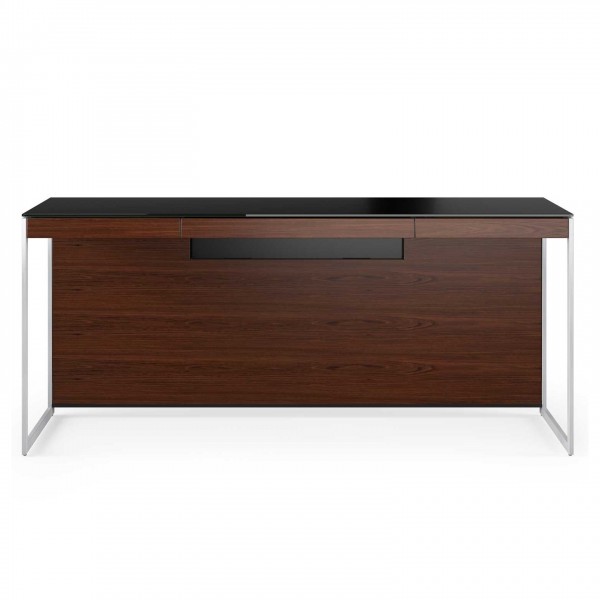 Sequel 20 6101 Desk Chocolate Stained Walnut w/ Satin Nickel Legs