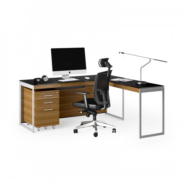 Sequel 20 6101 Desk Natural Walnut w/ Satin Nickel Legs
