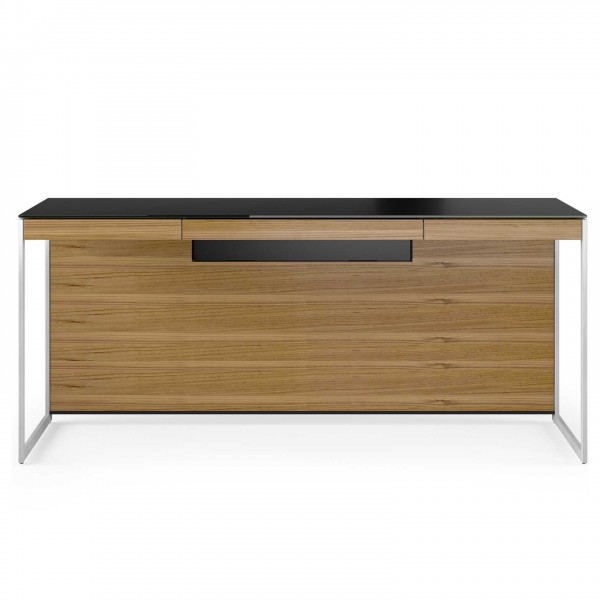 Sequel 20 6101 Desk Natural Walnut w/ Satin Nickel Legs