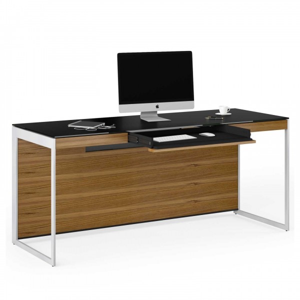 Sequel 20 6101 Desk Natural Walnut w/ Satin Nickel Legs