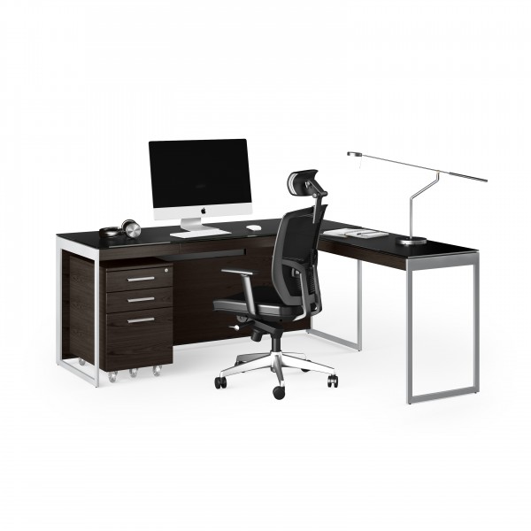 Sequel 20 6101 Desk Charcoal Stained Ash w/ Satin Nickel Legs