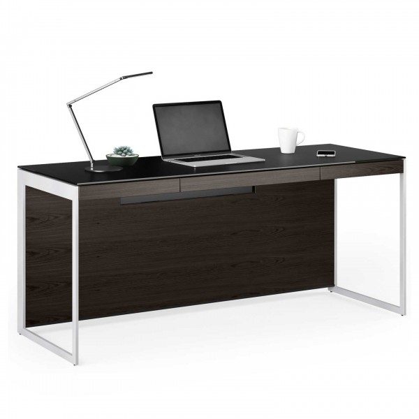 Sequel 20 6101 Desk Charcoal Stained Ash w/ Satin Nickel Legs