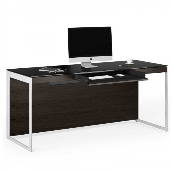 Sequel 20 6101 Desk Charcoal Stained Ash w/ Satin Nickel Legs