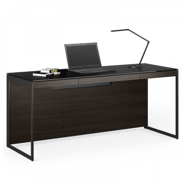 Sequel 20 6101 Desk Charcoal Stained Ash w/ Black Steel Legs
