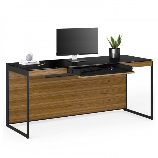 Sequel 20 6101 Desk Natural Walnut w/ Black Steel Legs