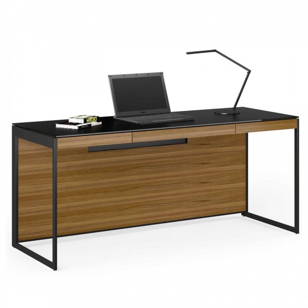 Sequel 20 6101 Desk Natural Walnut w/ Black Steel Legs