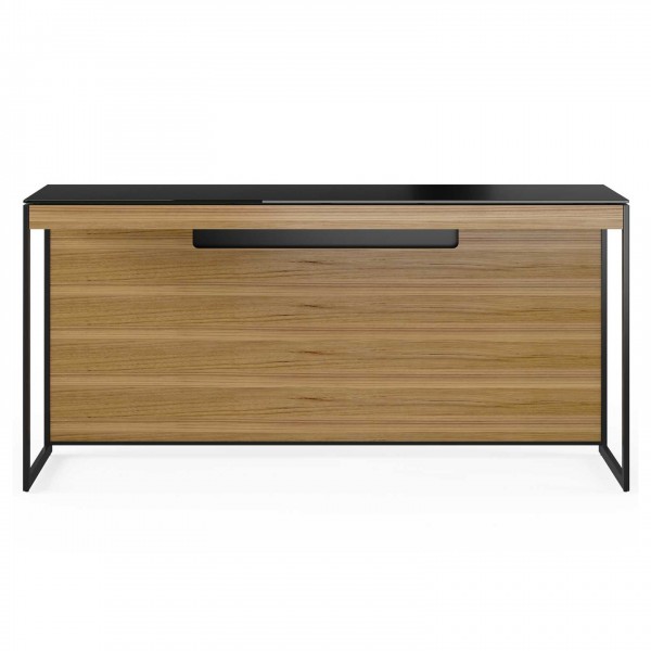 Sequel 20 6102 Console / Laptop Desk Natural Walnut w/ Black Steel Legs