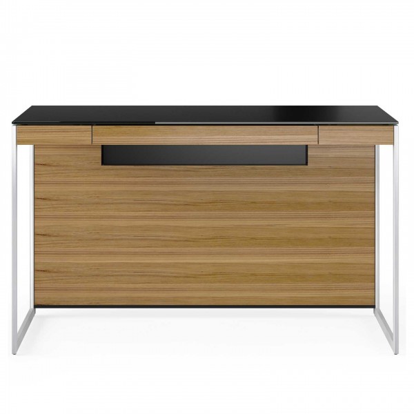 Sequel 20 6103 Compact Desk Natural Walnut w/ Satin Nickel Legs