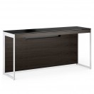 BDI Sequel 20 6102 Console Desk, Charcoal Stained Ash with Satin Nickel Legs