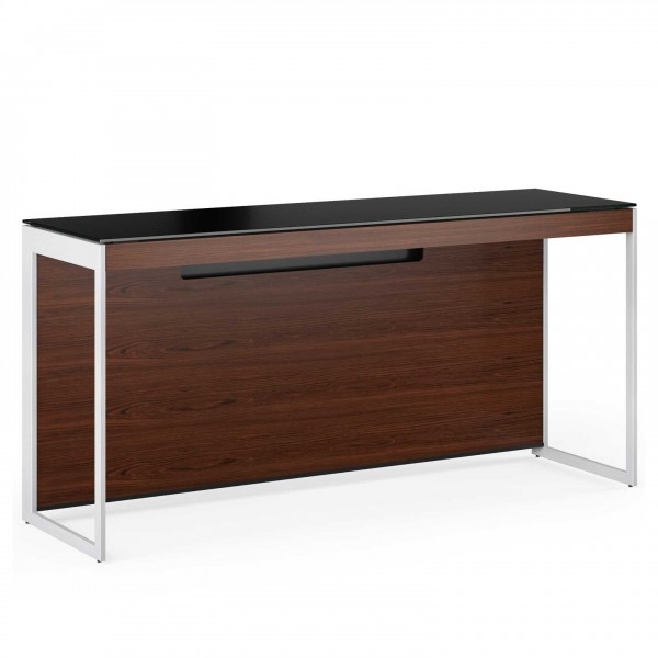 Sequel 20 6102 Console / Laptop Desk Chocolate Stained Walnut w/ Satin Nickel Legs