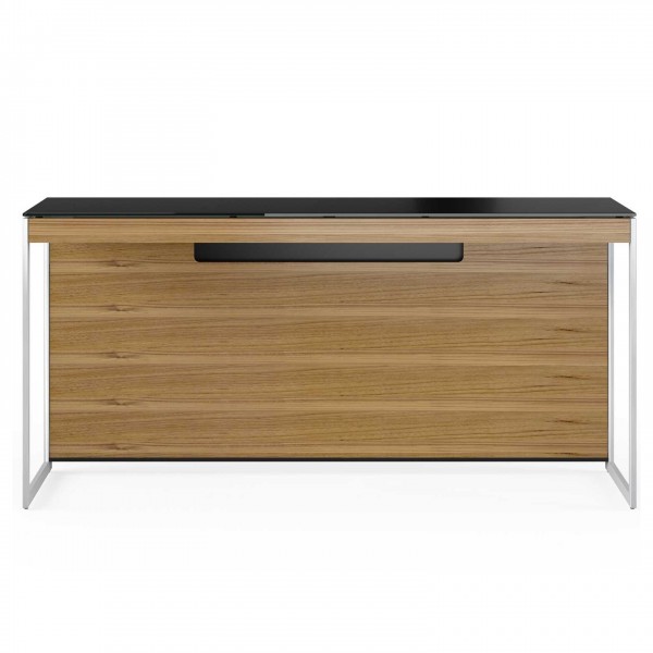 Sequel 20 6102 Console / Laptop Desk Natural Walnut w/ Satin Nickel Legs