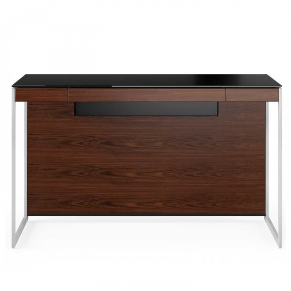 Sequel 20 6103 Compact Desk Chocolate Stained Walnut w/ Satin Nickel Legs