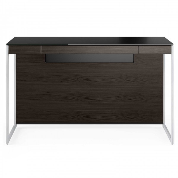 Sequel 20 6103 Compact Desk Charcoal Stained Ash w/ Satin Nickel Legs