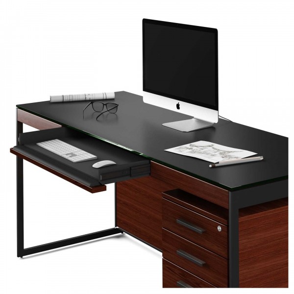 Sequel 20 6101 Desk Chocolate Stained Walnut w/ Black Steel Legs