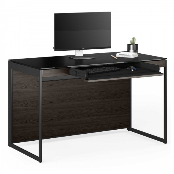 Sequel 20 6103 Compact Desk Charcoal Stained Ash w/ Black Steel Legs