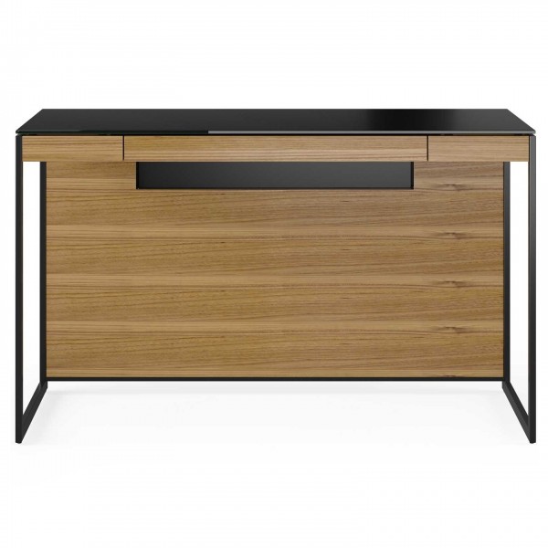 Sequel 20 6103 Compact Desk Natural Walnut w/ Black Steel Legs