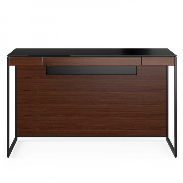 Sequel 20 6103 Compact Desk Chocolate Stained Walnut w/ Black Steel Legs