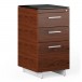 Sequel 20 6114 3 Drawer File Cabinet Chocolate Stained Walnut w/ Satin Nickel Finish