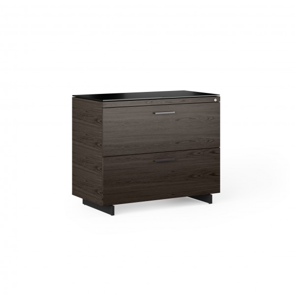 Sequel 20 6116 Lateral File Cabinet Charcoal Stained Ash w/ Black Steel Finish