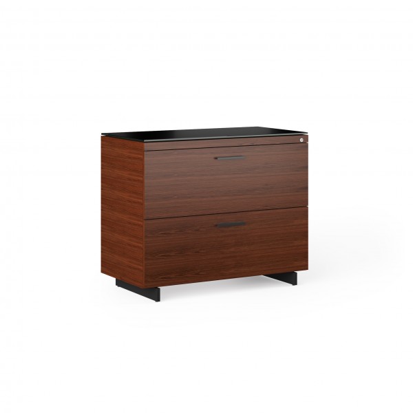 Sequel 20 6116 Lateral File Cabinet Chocolate Stained Walnut w/ Black Steel Finish