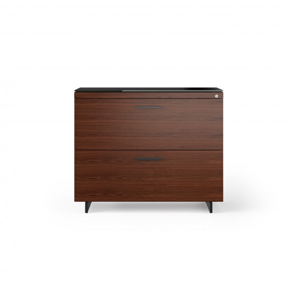 Sequel 20 6116 Lateral File Cabinet Chocolate Stained Walnut w/ Black Steel Finish