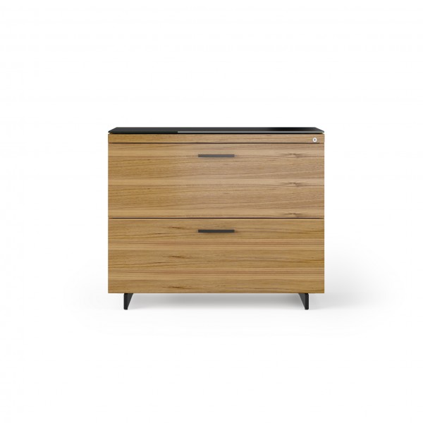 Sequel 20 6116 Lateral File Cabinet Natural Walnut w/ Black Steel Finish