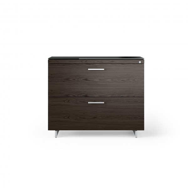 Sequel 20 6116 Lateral File Cabinet Charcoal Stained Ash w/ Satin Nickel Finish