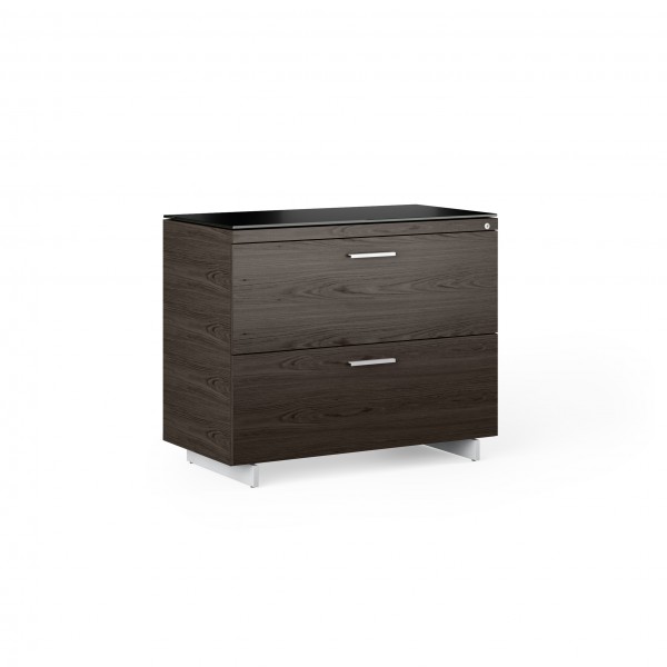 Sequel 20 6116 Lateral File Cabinet Charcoal Stained Ash w/ Satin Nickel Finish