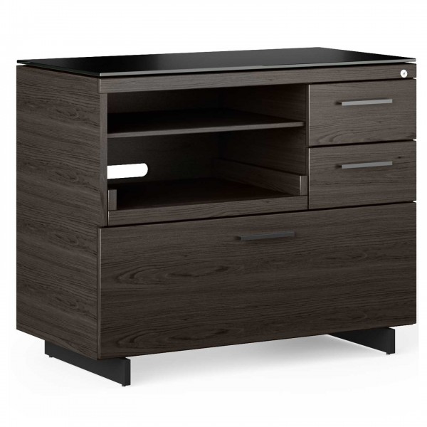 Sequel 20 6117 Multifunction Cabinet Charcoal Stained Ash w/ Black Steel Finish