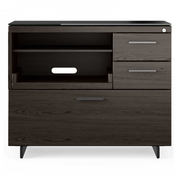Sequel 20 6117 Multifunction Cabinet Charcoal Stained Ash w/ Black Steel Finish