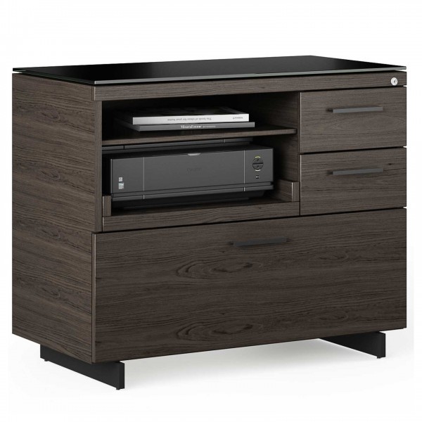 Sequel 20 6117 Multifunction Cabinet Charcoal Stained Ash w/ Black Steel Finish