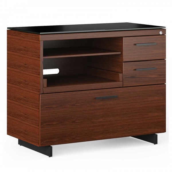 Sequel 20 6117 Multifunction Cabinet Chocolate Stained Walnut w/ Black Steel Finish