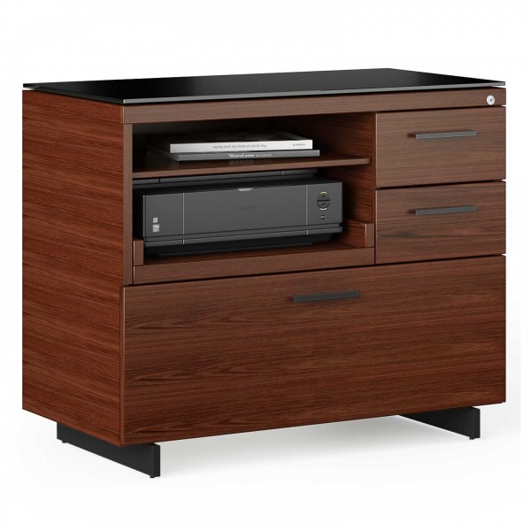 Sequel 20 6117 Multifunction Cabinet Chocolate Stained Walnut w/ Black Steel Finish