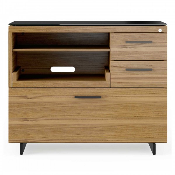 Sequel 20 6117 Multifunction Cabinet Natural Walnut w/ Black Steel Finish