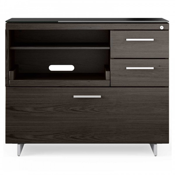 Sequel 20 6117 Multifunction Cabinet Charcoal Stained Ash w/ Satin Nickel Finish