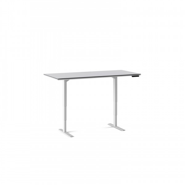 Centro 6452-2 Lift Standing Desk Smooth Satin White / Grey Glass