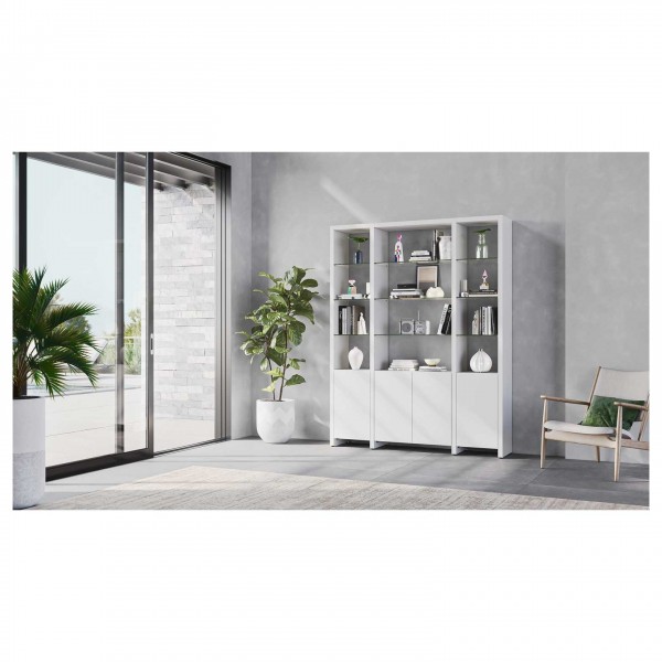 Linea 5801A Satin White Single Width Bookshelf Add On