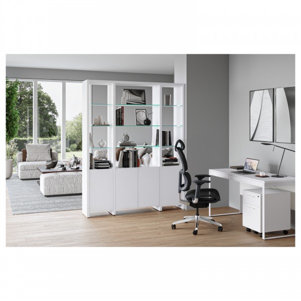 Linea 5802 Satin White Double Width Bookshelf Unit