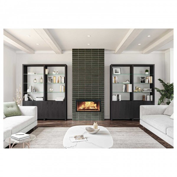 Linea 5802A Charcoal Stained Ash Double Width Bookshelf Add On