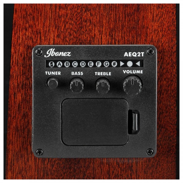 Ibanez AEGB24E Acoustic Bass, Black High Gloss - Preamp View