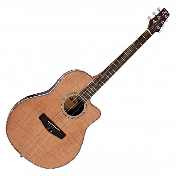 Deluxe Roundback Electro Acoustic Guitar by Gear4music, Flamed Maple