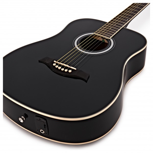 3/4 Size Electro Acoustic Travel Guitar Pack by Gear4music, Black