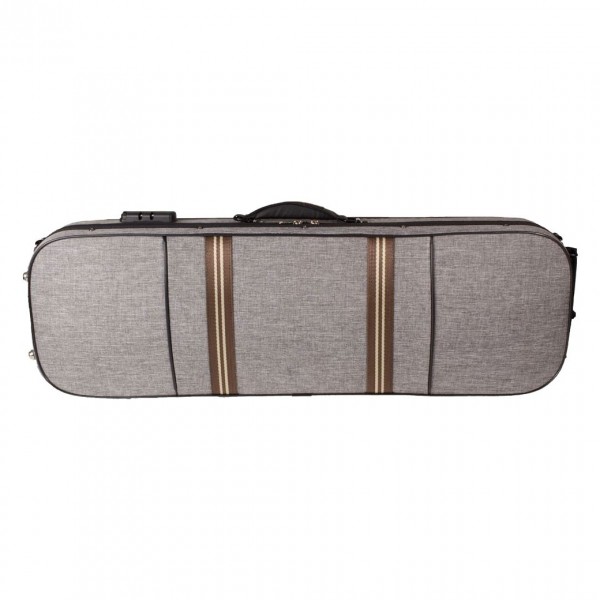 GSJ Oblong Striped Violin Case, 4/4, Grey with Brown and Cream Stripe