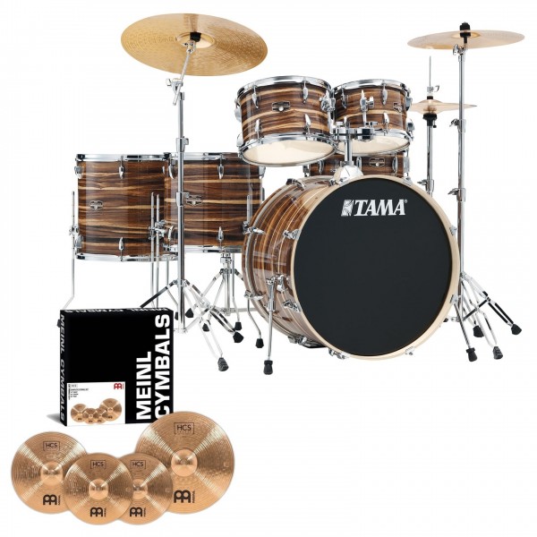 Tama Imperialstar 22" 6pc Drum Kit w/Meinl Cymbals, Coffee Teak Wrap - Main