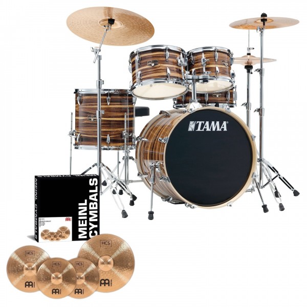 Tama Imperialstar 20" 5pc Drum Kit w/Meinl Cymbals, Coffee Teak Wrap - Main