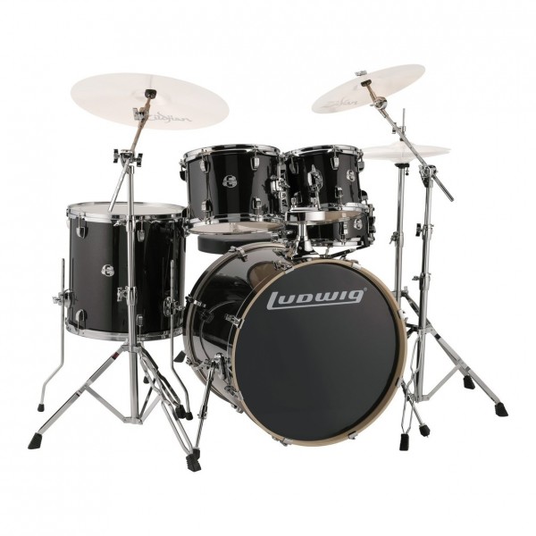 Ludwig Evolution 22'' 5pc Drum Kit w/ Hardware, Black Sparkle