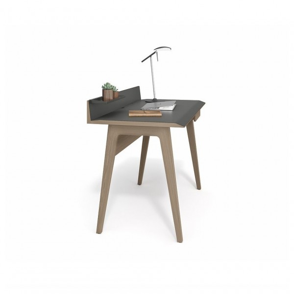 Bevel 6743 Drift Oak Desk Populated