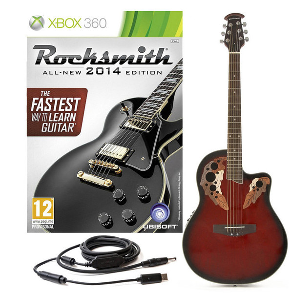 Rocksmith 2014 Xbox 360 + Round Back Electro Acoustic Guitar, Red