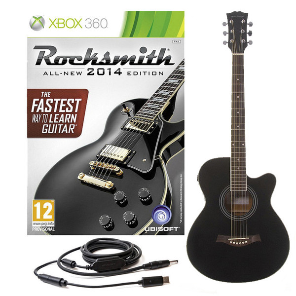 Rocksmith 2014 Xbox 360 + Single Cutaway Electro Acoustic, Black